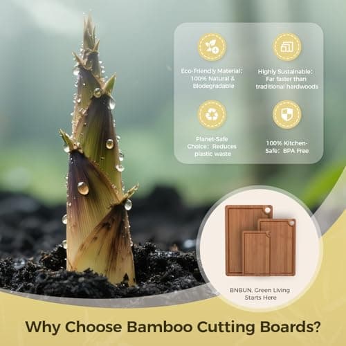 Bamboo Cutting Board for Kitchen – 3-Piece Wooden Boards with Juice Grooves, Side Handles, Non-Slip Mats – Perfect for Meat, Veggies, Fruit – Ideal Kitchen Gift — view 6