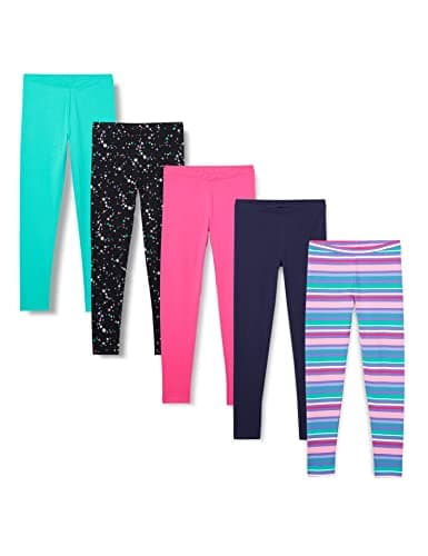 Spotted Zebra Girls' Kids Leggings, 5-Pack Starburst, Small