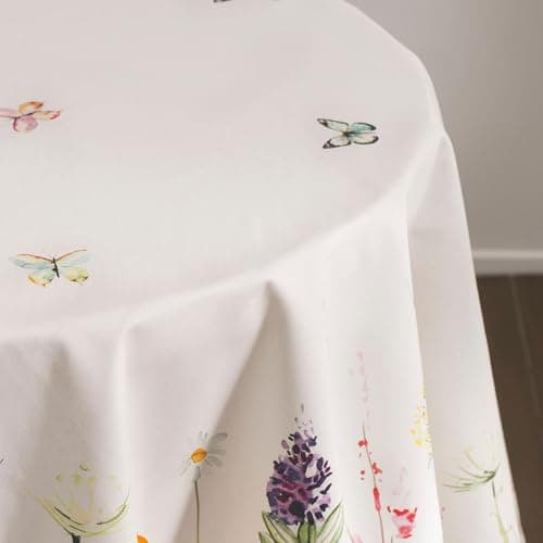 Maison d' Hermine Table Cloth Round Table 100% Cotton 69 Round Inches Tablecloth Reusable Decorative for Dining Kitchen Room Farmhouse Party Home Hotel Restaurant Spring Summer - Botanical Fresh — view 7