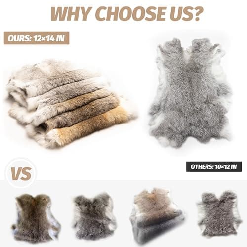 Craft Rabbit Skin Fur Pelt – Ethically Sourced, 12"x14" Tanned Hide for DIY Crafts, Costumes & Home Décor(1, Straw Yellow) — view 3