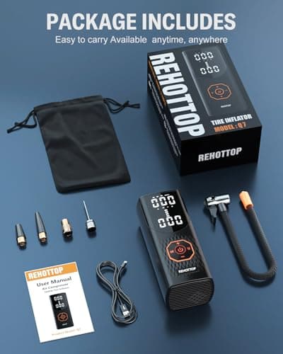 160PSI Tire Inflator Portable Air Compressor - 6X Faster Inflation, Cordless Air Pump for Car Tires with Digital Pressure Gauge, LED Light and Auto Shut-Off Function for Car — view 7