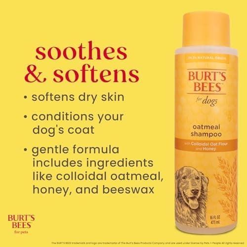 Burt's Bees for Pets Oatmeal Dog Shampoo with Honey, Soothing Formula for Itchy and Sensitive Dog Skin, Colloidal Oat Flour and Honey, pH Balanced, Sulfate-Free, 16 Fl Oz — view 2