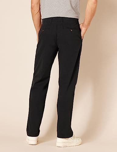 Amazon Essentials Men's Relaxed-Fit Casual Stretch Khaki, Black, 38W x 30L