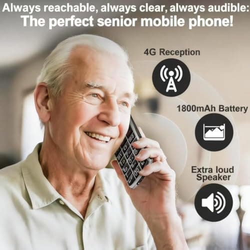 artfone A400 Big Button Cell Phone for Seniors, 4G LTE Unlocked Phones, SOS Button, 2MP Camera, Charging Dock, 3 Slots, Speed Dial, Volume Boost, Large Fonts, Voice Time, Dumb Phone, 1800mAh - Silver — view 7