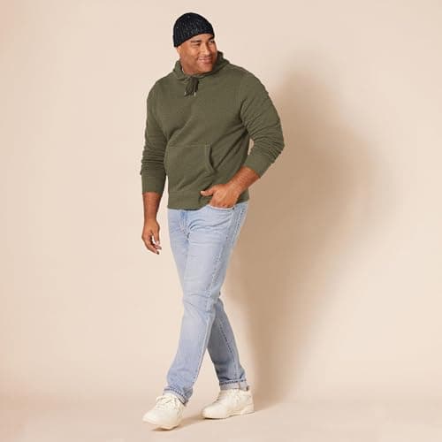 Amazon Essentials Men's Hooded Fleece Sweatshirt, Olive Heather, Small — view 7
