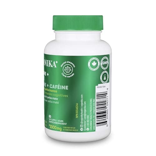 Organika Canadian-Made L-Theanine + Caffeine | Natural Yerba Mate Caffeine & L-Theanine Blend | Focus, Alertness & Calm Energy | 60 vegetarian capsules — view 4
