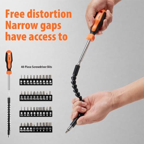 Sinoer Magnetic Screwdrivers Set,Precision Screwdriver Kit, Includes Slotted, Phillips, Torx, Hex, Square, Pozidriv Tools with Case,for Home Improvement & DIY Craft- 70-Piece — view 2