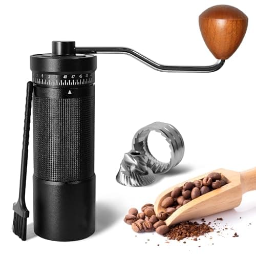 Manual Coffee Grinder with Digital External Adjustable Settings, Portable Hand Grinder with Stainless Steel Conical Burr, 30g Capacity for Travel, Camping, Office, Espresso, Pour Over (Black)