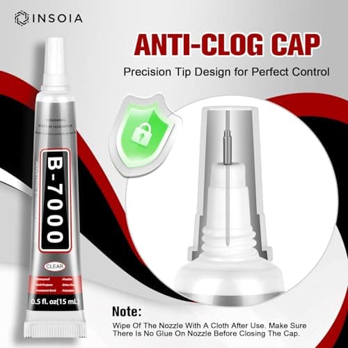 16 PCS 15ml B7000 Rhinestone Glue Clear – Super Glues for Bedazzling with Precision Tip, Quick Dry No Trace Flexible Adhesive for Jewelry Making, Nail Art, Fabric, Shoe, DIY Craft & Phone Repair — view 5