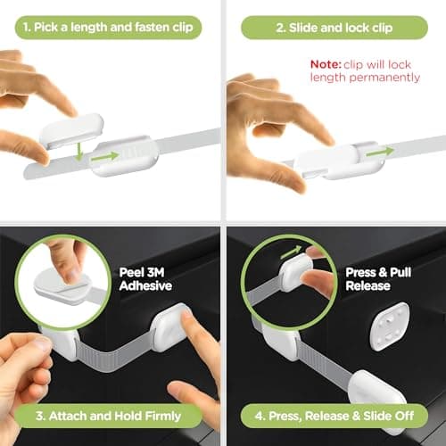 SKYLA HOMES Baby Locks (8-Pack) Child Safety Cabinet Proofing - Safe Quick and Easy 3M Adhesive Cabinet Drawer Door Latches No Screws & Magnets Multi-Purpose for Furniture Kitchen Ovens Toilet Seats — view 2