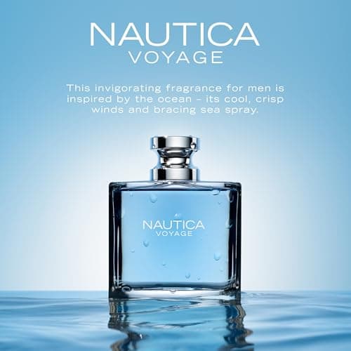 Nautica Voyage Eau De Toilette, Cologne and Fragrance For Men, Fresh, Romantic, Fruity Scent Woody, Aquatic Notes of Apple, Water Lotus, Cedarwood, and Musk Ideal Day Wear, Long Lasting 3.3Fl oz — view 2