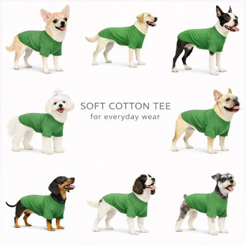 Lovelonglong Pet Clothing Dog Costumes Basic Blank T-Shirt Tee Shirts for Medium Small Dogs Green XL — view 4