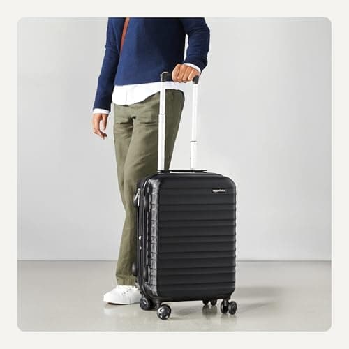 Amazon Basics 21-Inch Hardside Carry-On Luggage, Hardshell Suitcase With Wheels, Expandable For Up to 25% More Space, With Scratch-Resistant Surface, Four Multi-directional Wheels, Black — view 2