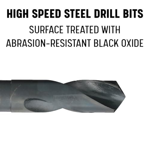 Drill America DWDRSD Series Qualtech High-Speed Steel Economy Reduced-Shank Drill Bit, Black Oxide Finish, 1/2" Round Shank, 1-1/4" Size, Pack of 1, 3-Flat