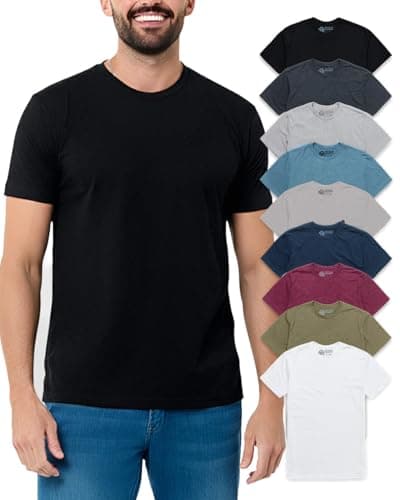 INTO THE AM Men's Plain Tees 9 Pack Multipack - Fitted Crewneck Gym Casual Workout Tshirts Shirts for Men (Black/Charcoal/Grey/Indigo/Ivory/Maroon/Navy/Olive Green/White, Medium)
