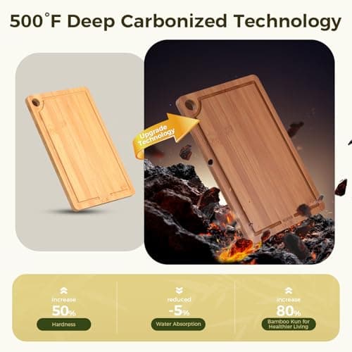 Bamboo Cutting Board for Kitchen – 3-Piece Wooden Boards with Juice Grooves, Side Handles, Non-Slip Mats – Perfect for Meat, Veggies, Fruit – Ideal Kitchen Gift — view 2