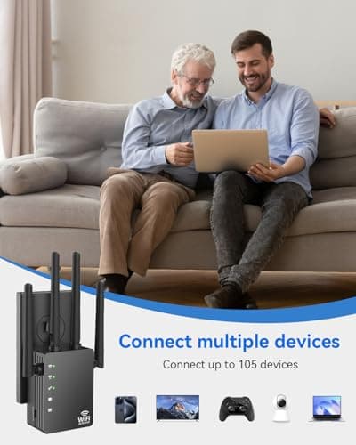 Dual Band 5GHz/2.4GHz WiFi Extender, WiFi Booster, WiFi Extender Signal Booster, Covers 12880 Sq.ft, Supports 105 Devices, Internet Extender WiFi Booster for Home — view 3