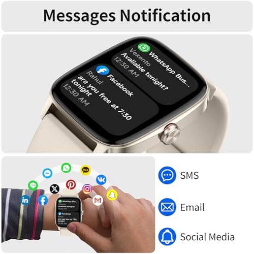 Smart Watches for Men Women with Bluetooth Calling, Heart Rate Sleep Monitor, 1.85 Inch Screen, DIY Dial, 100+ Sports Modes, AI Built-in Fitness Tracker, IP68 Waterproof, Smartwatch for Android iPhone — view 3