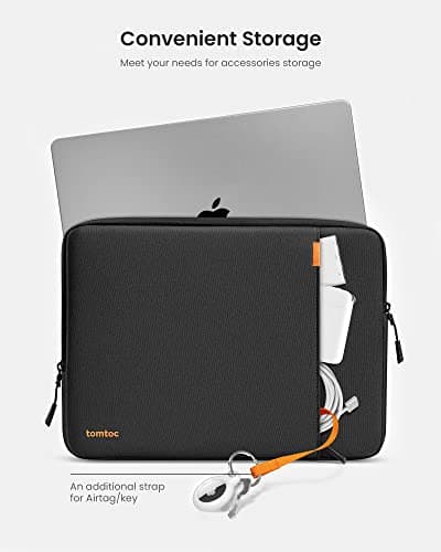 tomtoc 360° Protective Laptop Sleeve for 13-inch New MacBook Air M5/A3449 (2026) M4/A3240, M3/A3113, M2/A2681, M1/A2337, Water-Resistant Computer Case Bag Fits 13" MacBook Neo A18 & MacBook Pro M2/M1 — view 4