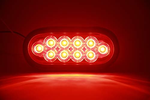 PEAKTOW PTL0431 Oval 6 Inches Red LED Submersible Stop/Turn/Tail/Reverse Trailer Truck RV Lights Including Grommets and Plugs Pack of 2 — view 3