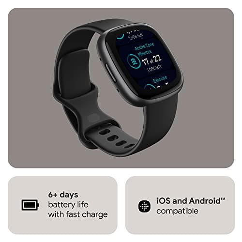 Google Fitbit Versa 4 Fitness Smart Watch for Men and Women with Daily Readiness, Gps, 24/7 Heart Rate, 40+ Exercise Modes, Sleep Tracking and More, Black/graphite, One Size (S and L Bands Included — view 6