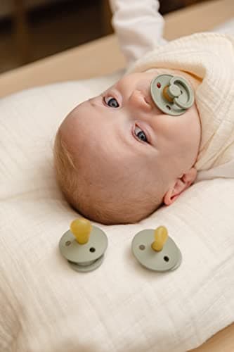BIBS Pacifiers Colour Collection | Natural Rubber Baby Pacifier | Set of 2 BPA-Free Soothers | Made in Denmark | 0+ Months (Pack of 2) | Baby Blue/Iron — view 4