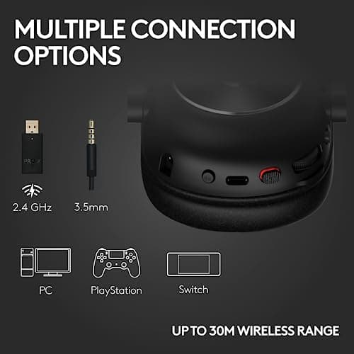 Logitech G PRO X 2 Lightspeed Wireless Gaming Headset, Detachable Boom Mic, 50mm Graphene Drivers, DTS:X Headphone 2.0—7.1 Surround, Bluetooth/USB/3.5mm Aux, for PC, PS5, PS4, Nintendo Switch - Black — view 4