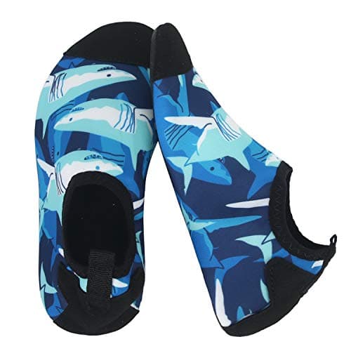 JIASUQI Kids Lightweight Water Skin Walking Shoes Aqua Socks for Pool Swim Surf Water Aerobics Shark, 13-13.5 M US Little Kid — view 4