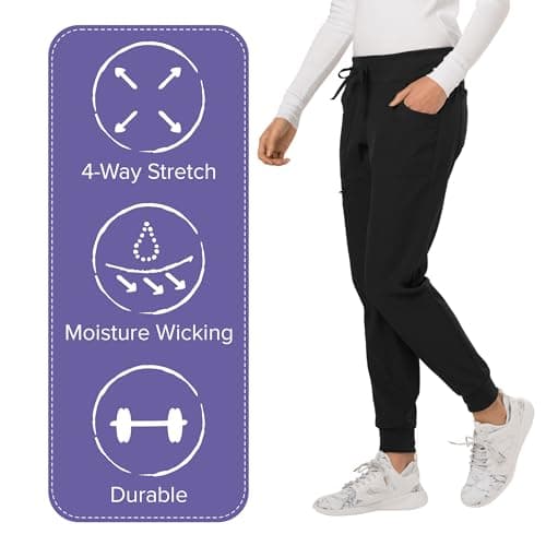 HeartSoul Women's Medical Scrub Jogger Pants Contemporary fit Drawstring Waistband Jogger with 5 Pockets - HS030, XS, Black — view 2