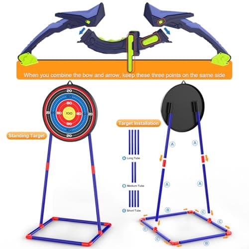 2 Pack Bow and Arrow Set for Kids, Light Up Archery Set with 14 Suction Cup Arrows, Archery Targets Outdoor Games for Kids Ages 4-8 8-12, Birthday Gifts Toys for 5 6 7 8 9 10 11 12 Year Old Boys Girls — view 4