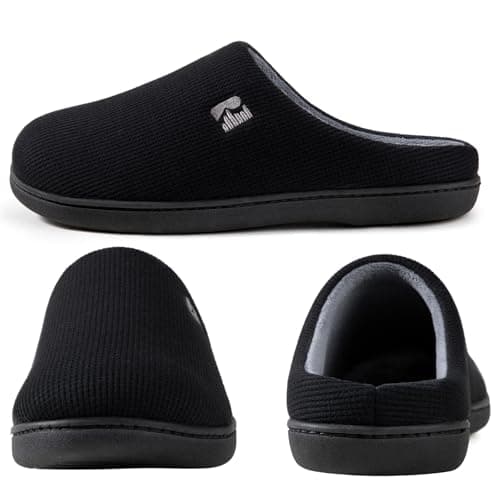 RockDove Men's Original Two-Tone Memory Foam Slipper, Size 9-10 US Men, Black/Grey — view 3