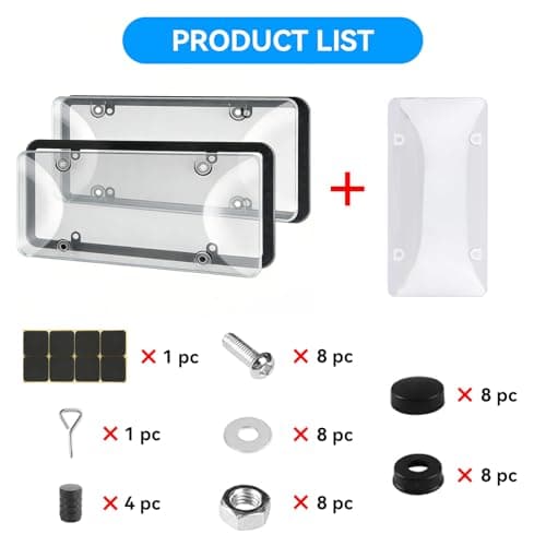Bulgery Clear License Plate Covers 2 Pack with 1 Extra Spare, Shatterproof & Anti-Yellowing Car Tag Protectors, 100% Street Legal License Plate Holders with Anti-Rattle Pads & Hardware — view 7