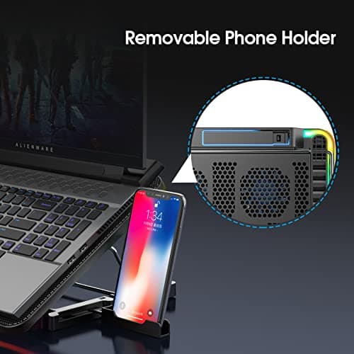 AIMIUZI Laptop Cooling Pad, Gaming Laptop Cooler with 6 Quiet Fans, Laptop Fan Cooling Pad Fits 12-17 Inch Laptop, USB Port Powered, 7 Adjustable Height — view 6