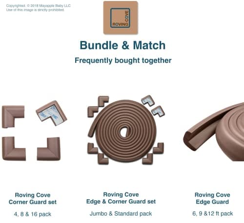 Roving Cove HeftyFit Corner Protector for Baby (4 Large Corners), Heavy-Duty Soft Rubber Foam Furniture Corner Bumper Guards, 3M Adhesive Pre-Taped, Coffee Brown — view 6