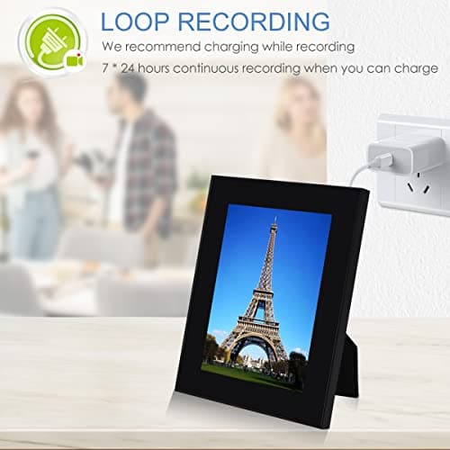 Photo Frame Camera 1080P WiFi, Motion Activated Hidden Camera Nanny Cam, Wireless Security Monitor for Home/Baby/Pet - Live Feed & Video Recording, Support iOS/Android — view 3