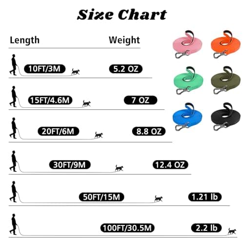 XiaZ Long Leash for Dogs Waterproof, Training Long Line Lead with Padded Handle for Large Medium Small Dogs Outside Walking, Playing, Camping, or Yard (30FT, Olive) — view 5