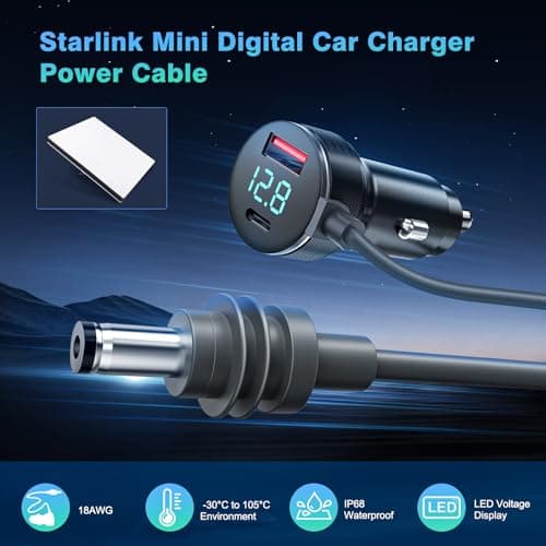 3-in-1 Starlink Mini Cable 10ft/3m, High Speed Charging USB C/USB A Ports, 12-48V Starlink mini car Charger to DC Cable Waterproof Accessorys — view 2
