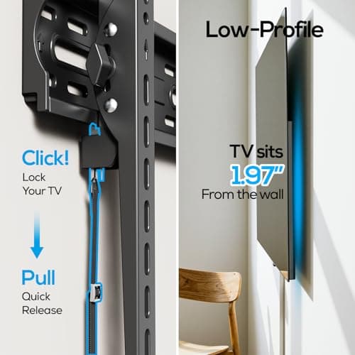 UL Listed Tilting Low Profile TV Wall Mount - Holds Most 26-60 Inch TVs Up to 99 lbs, Quick Release Lock, Max VESA 400x400mm, Fits 8''-16'' Studs - by USX STAR — view 2