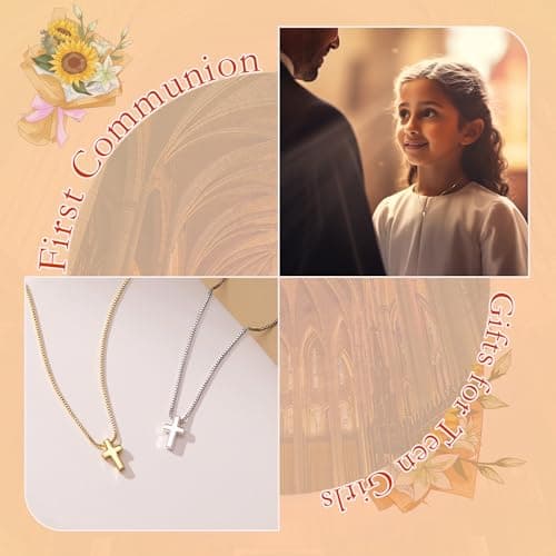 Poxtex Gold Cross Necklace for Women Teen Girls Dainty Cute 14K Gold Plated Small Cross Pendant Trendy Jewelry Non Tarnish Waterproof Simple Necklace Religious Christian Baptism Jesus Faith Gifts — view 8