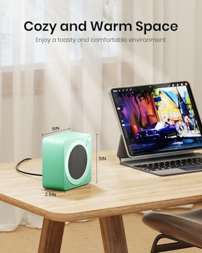 Gaiatop Mini Space Heater, Lightweight PTC Ceramic Fast Heating 500W Energy Efficient for Indoor Use, Overheating & 45° Tip-Over Protection, Portable Desk Electric Heaters for Office Home Green — view 2