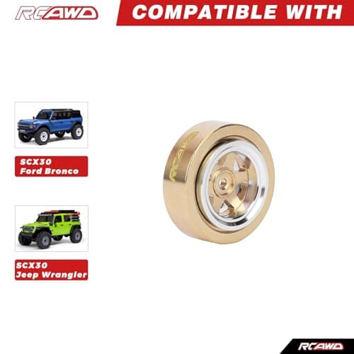 RCAWD SCX30 Brass Weights 70g RC Wheel Rims Beadlock Glue-Free for Axial 1/30 SCX30 Series Upgrades Parts A — view 4