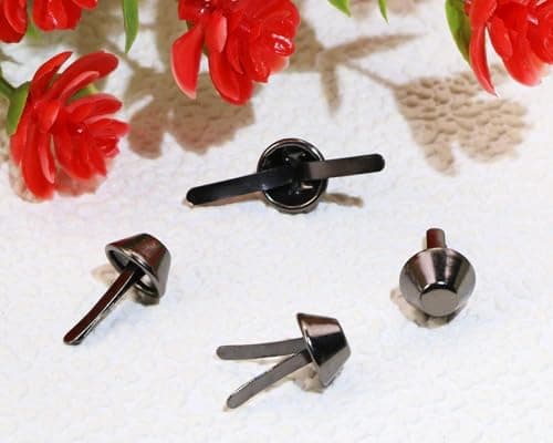 Nailhead Spike, 50 Pcs Purse Handbag Cone Feet Nailhead Stud 2 Prong Metal Flat Brad Nailhead Studs for Clothing Bag Leather Shoes Punk Rock Jewelry Craft (10mm) — view 3