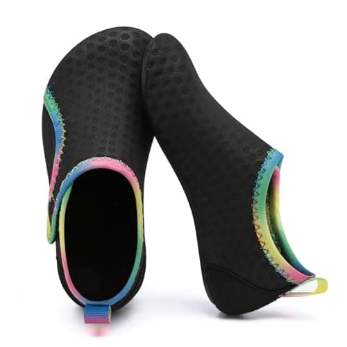 JIASUQI Kids Boys Girls Summer Athletic Water Shoes Barefoot Aqua Socks for Beach Swimming Pool(VelBlack B,Size 13-13.5 Little Kid) — view 2