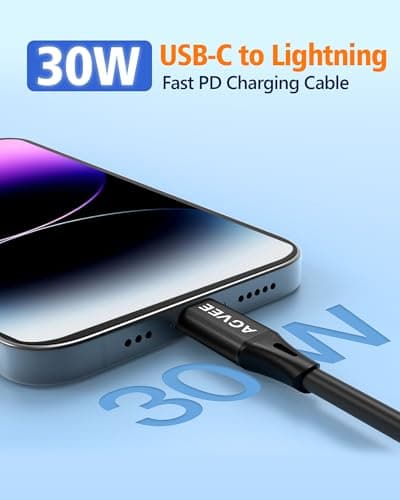 AGVEE 3ft Coiled USB-C to Lightning Cable [MFI Certified] Carplay — view 2