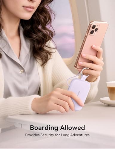 RORRY CharmGo Portable Charger, 5000mAh Portable Charger Power Bank with Built-in Cables, Travel Keychain Charger Battery Pack for iPhone 17/16/15/14/13/12, for AirPods 2/3/4/Pro, White — view 5