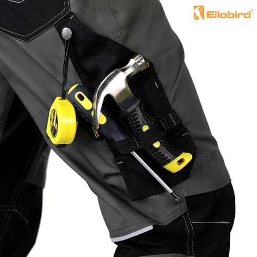 Ellobird Men's Construction Work Utility Pants Relaxed Fit Stretch Flex Cordura Double Knee Reinforcement Carpenter Cargo,(Blackened Pearl,36W x 34L) — view 5