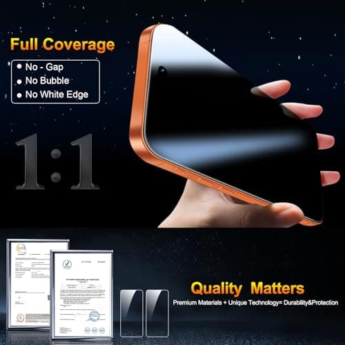 QsmQam 3 Pack Screen Protector for iPhone 17 Pro Max 6.9 Inch + 1 Pack Individual Camera Lens Protector, Ultra HD Tempered Glass, Military Grade Shatterproof, Case Friendly [with Installation Frame] — view 3