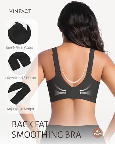 Vinfact Push Up Bras Scalloped Lift Bras for Women No Underwire Seamless Support Everyday Tshirt Bras Black L — view 5