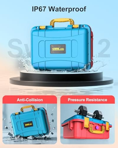STARTRC GAMES Hard Carrying Case for Nintendo Switch 2, Professional Deluxe IP67 Waterproof, Soft Lining Hard Travel Case for Nintendo Switch 2 Console Pro Controller & Accessories (Blue & Orange) — view 3