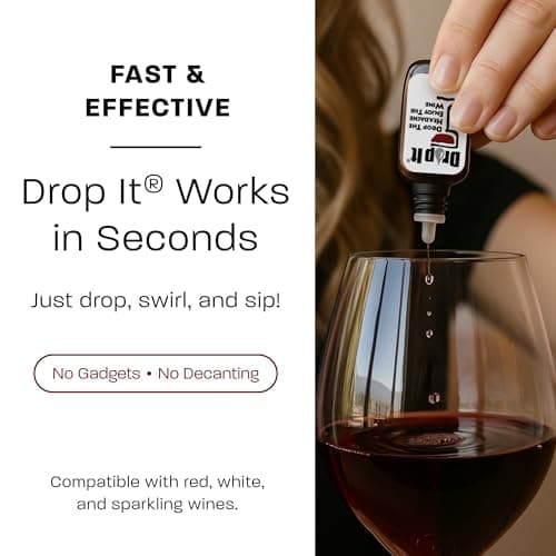 Drop It Original Wine Drops 4 Pack | Naturally Reduces Wine Sulfites and Tannins | Can Eliminate Wine Sensitivities, Allergies, and Histamines | Wine Wand Alternative | USA Made Wine Sulfite Remover — view 2